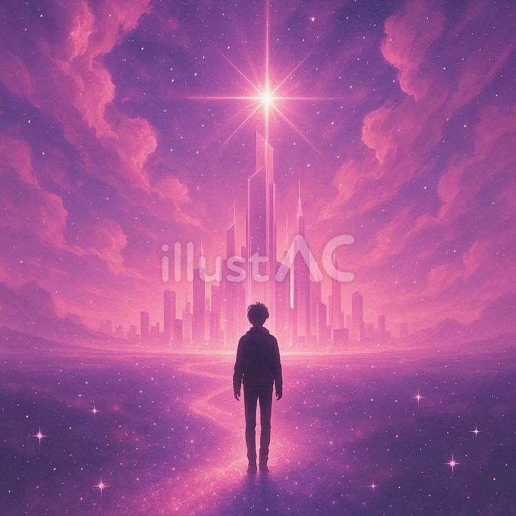幻想的風景 幻想的,風景,人のイラスト素材