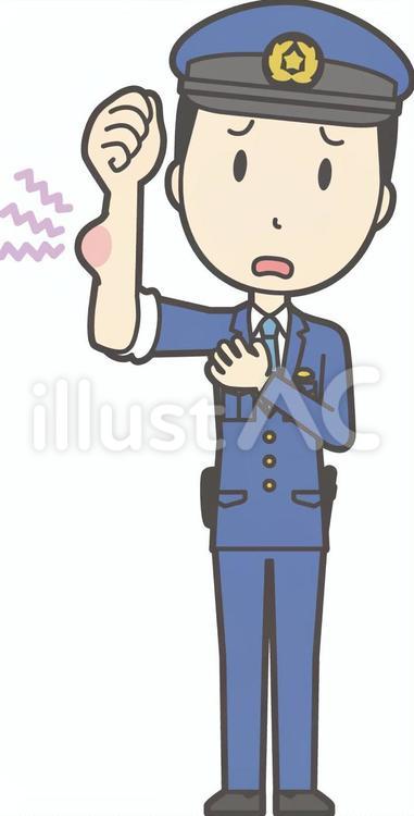  男性警察官-345-全身 警察官,警官,痒いのイラスト素材