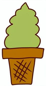 抹茶ソフトクリーム ソフトクリーム,アイス,食べ物,甘い,おやつ,抹茶,手書き,冷たい,夏のイラスト素材