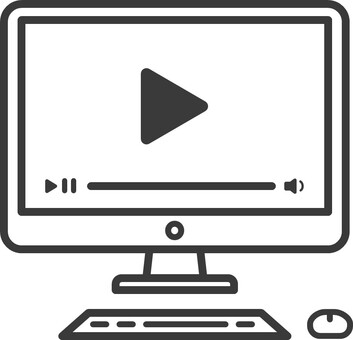 動画視聴・コンテンツの再生アイコン 動画視聴,pc,アイコン,ビジネス,ウェビナー,オンライン学習,シンプル,デスクトップ,リモートワーク,ミニマルのイラスト素材