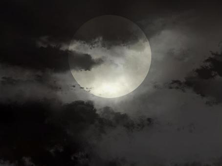 霞に浮かぶ満月アルカナ【4】 満月,夜,幻想的,神秘的,ファンタジー,ミステリアス,風景,自然,背景素材,イラストのイラスト素材