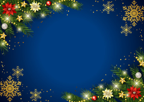Christmas2615 針葉樹,ポインセチア,星,雪,結晶,クリスマス,キラキラ,かわいい,オーナメント,ボールのイラスト素材