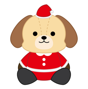 サンタの犬のぬいぐるみ クリスマス,ぬいぐるみ,サンタクロース,サンタ,犬,サンタさん,動物,人形,布,フェルトのイラスト素材