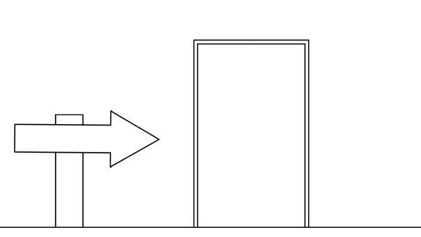 扉(線画)6_5 扉,矢印,線画,開く,誘導,入口,出口,シンプルのイラスト素材