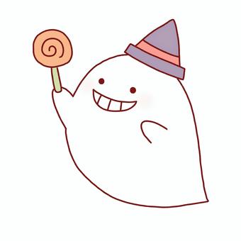 ハロウィンおばけ ハロウィン,おばけ,帽子,キャンディ,線画,可愛い,ゆるい,手描き,デコレーション,素材のイラスト素材