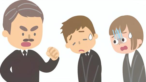 とんでもない支配をしだすパワハラ上司男性 とんでもない支配をしだすパワハラ上司男性 パワハラ,支配,横暴,3人,会社,職場,上司,部下,女性,男性のイラスト素材