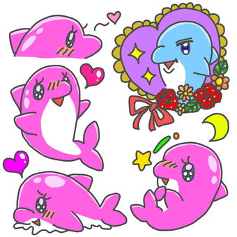 恋するピンクのイルカ イルカ,海豚,恋愛,すきぴ,好き,恋,うっとり,ドキドキ,メロメロ,メロいのイラスト素材