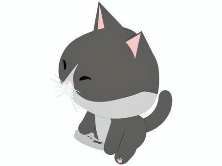 ゲーム_猫 ゲーム,猫,はちわれ,動物,かわいい,コントローラーのイラスト素材