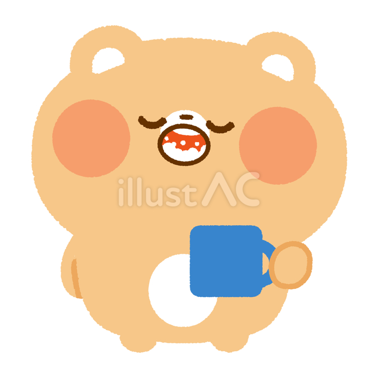 うがいをするくま うがい,予防,コップのイラスト素材