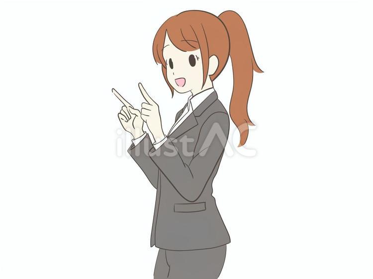 指差しポーズのスーツの女性 ビジネスマン,女性,olのイラスト素材