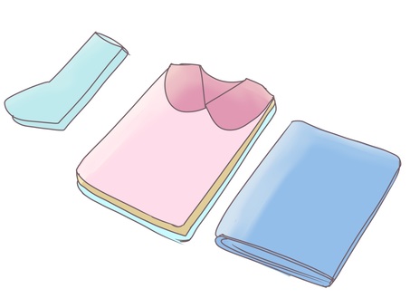 畳まれた洗濯物 洗濯,ブラウス,タオル,靴下,服のイラスト素材