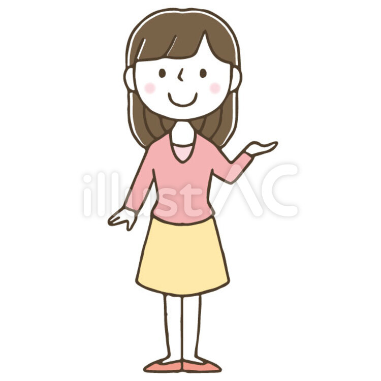 かわいい手描きの女性/主婦/全身/案内 女性,かわいい,主婦のイラスト素材