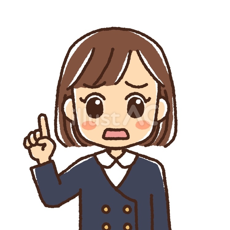 指を立てている困り顔の女子小学生・制服 女の子,こども,女子のイラスト素材