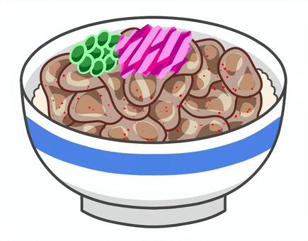 牛丼 牛丼,肉,食べ物,紅生姜,ネギ,薬味,ご飯,どんぶり,牛肉,アイコンのイラスト素材