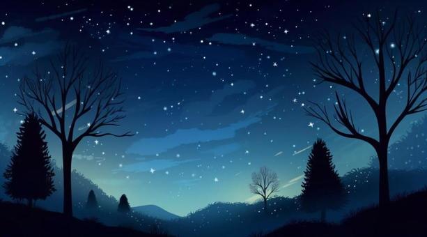 Illustration, star, starry sky, wood, 