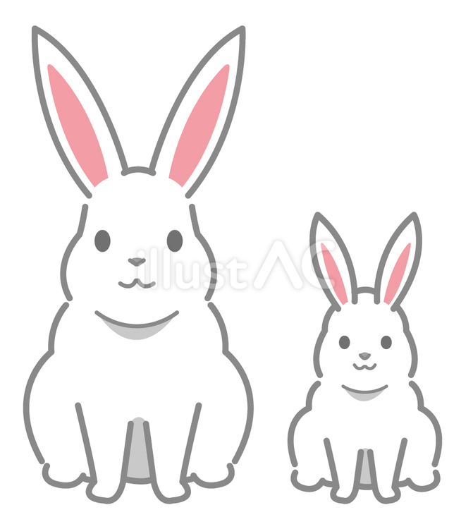 正面を向くウサギ（線あり）_25 うさぎ,十五夜,9月のイラスト素材
