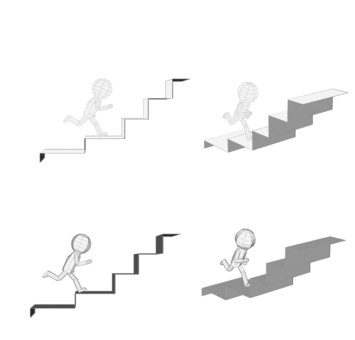 棒人間　ペパクラ風　階段を昇る　一人１ 階段,走破,ステップアップ,キャリアアップ,棒人間,上がる,昇る,上昇,ゴール,達成のイラスト素材