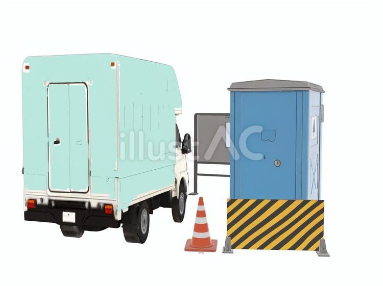 建設土木工事現場作業員仮設移動可能トイレ 建設業,建設,土木のイラスト素材