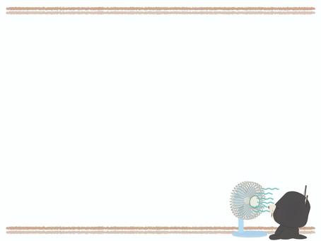 扇風機_犬 扇風機,犬,笑顔,動物,かわいい,夏,風,フレームのイラスト素材