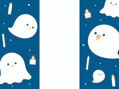 おばけとロウソクフレーム左右 おばけ,舌だし,ハロウィン,ロウソク,フレーム,飾り枠,背景,キラキラ,幽霊,ゴーストのイラスト素材