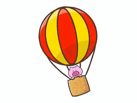 気球に乗ったブタ 気球に乗ったブタ 気球,乗り物,豚のイラスト素材