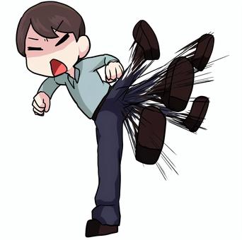 キック連打＿男性 人物,生活,全身,男性,キック,連打,攻撃のイラスト素材