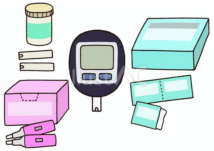 血糖測定器セット 血糖測定器,血糖値,糖尿病のイラスト素材