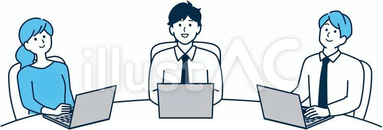 ひらめく3人の男女　仕事　ビジネス ビジネス,男女,オフィスのイラスト素材