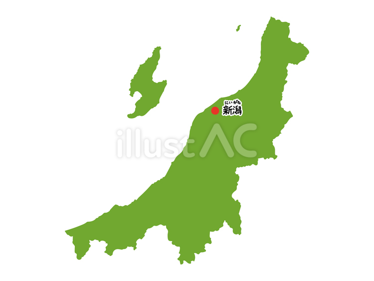 新潟市がピックアップされた新潟県のマップ 新潟,県,市のイラスト素材