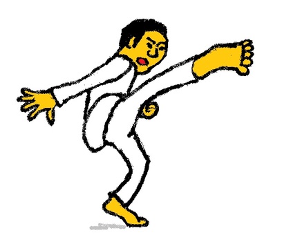 キックをする空手少年 少年,空手,キック,胴着,技のイラスト素材