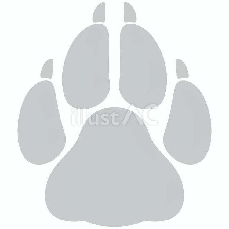 犬の足あと03（大型犬･爪あり）グレー 犬,動物,ペットのイラスト素材