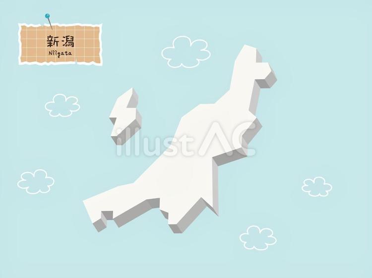 3Dがかわいい日本地図-15【新潟】 地図,新潟,佐渡島のイラスト素材