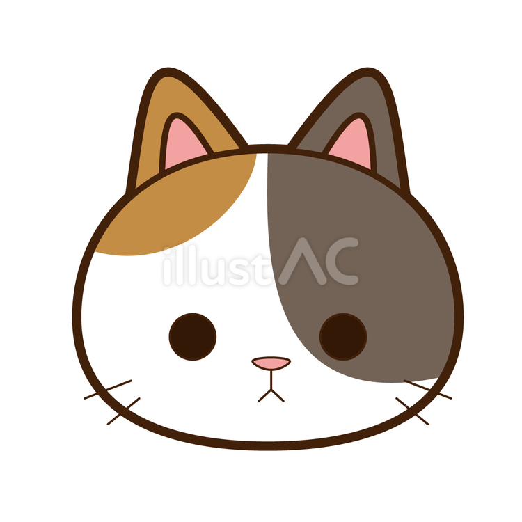 猫のアイコン③ 猫,三毛,顔のイラスト素材