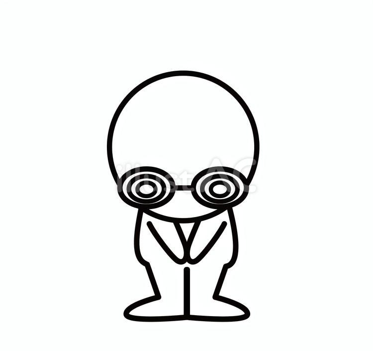 博士メガネの白い人がお迎えをしている メガネ,博士,がり勉のイラスト素材