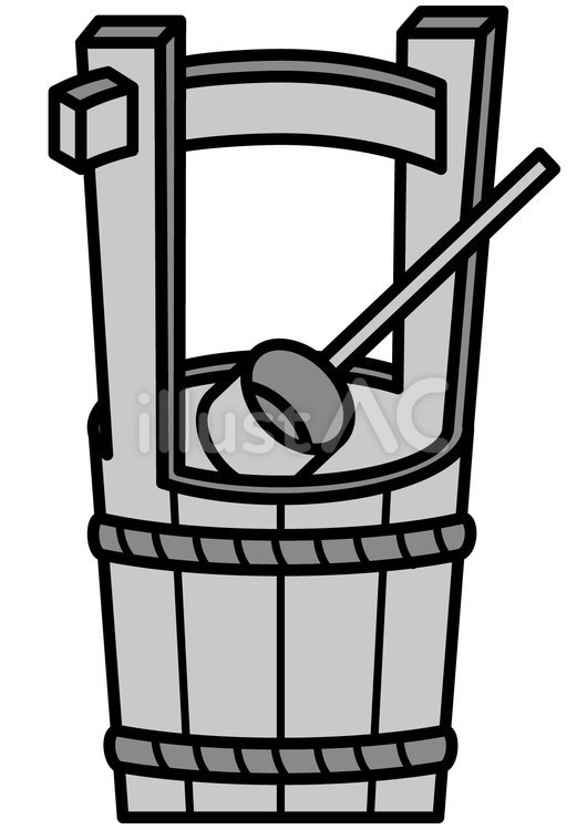 桶-2c 桶,木桶,杓子のイラスト素材