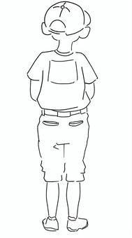 野球少年の後ろ姿（線のみ）