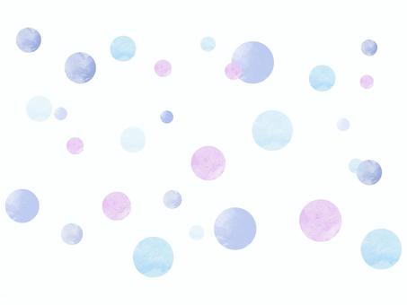 水玉の水彩風フレームイラスト(青系) 水玉,シャボン玉,ふわふわ,フレーム,パステル,パステルカラー,可愛い,お団子,シンプル,水彩のイラスト素材