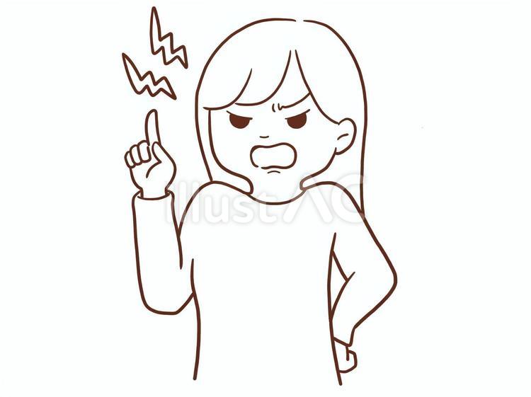怒っている女性(色なし) 女性,女の子,人物のイラスト素材