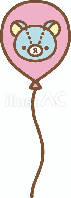 くまのイラストが描かれた風船 かわいい,可愛い,カワイイのイラスト素材