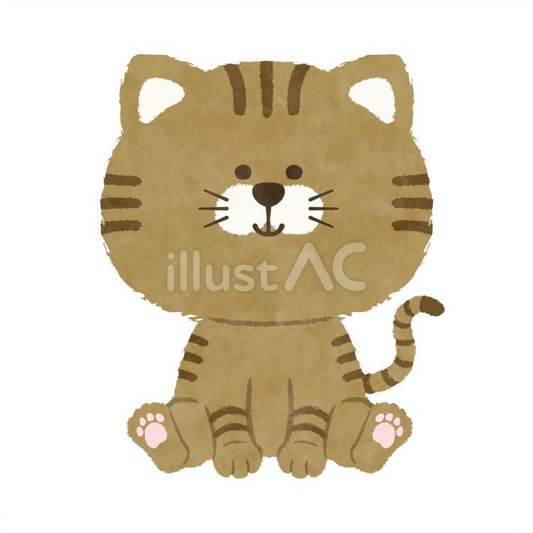 茶色の猫　水彩風 ねこ,キジトラ,茶色のイラスト素材