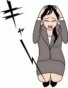 悲鳴スーツ女性 悲鳴,頭,抱え込む,恐怖,怖い,若い,女性,スーツ,社員のイラスト素材