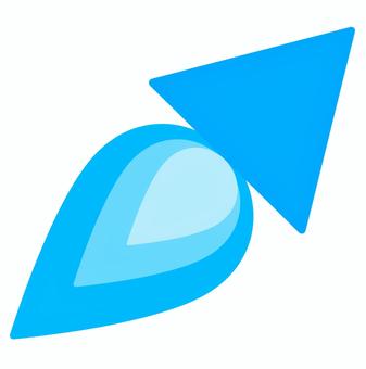 矢印・小型・炎 矢印,炎,アイコン,水色,かわいい,ロケット,斜め上,上昇,アップ,飛行のイラスト素材