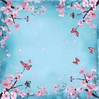 桜の花と蝶が舞う背景