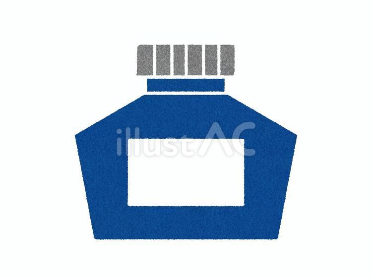 色鉛筆風の文房具　インク　青 インク,文房具,筆記用具のイラスト素材