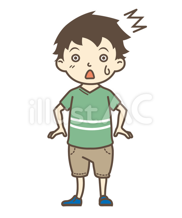 男の子　ビックリ　焦る　子供　 子供,ビックリ,男の子のイラスト素材