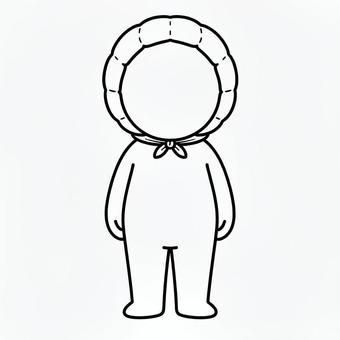 頭巾棒人間 棒人間,人,シルエット,人間,防災頭巾,頭巾,被るのイラスト素材