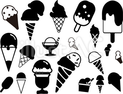 アイスクリームのシルエットセット