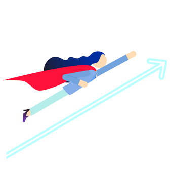 空を飛ぶスーパーキャリアウーマン ヒーロー,ピクトグラム,棒人間,スーパーウーマン,キャリアウーマン,ワーキングマザー,女性,マント,スーツ,母のイラスト素材