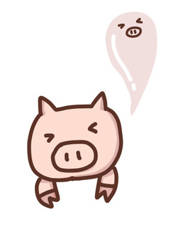 かわいい豚と、たましい 豚,動物,たましい,驚き,苦しいのイラスト素材