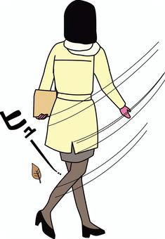 冬の歩行者 冬,寒い,風,コート,マフラー,歩行者,歩く,後ろ姿,会社員,若いのイラスト素材